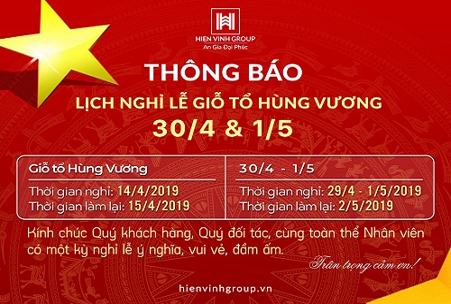 THÔNG BÁO NGHỈ LỄ GIỔ TỔ HÙNG VƯƠNG VÀ NGÀY LỄ 30-4 /1-5